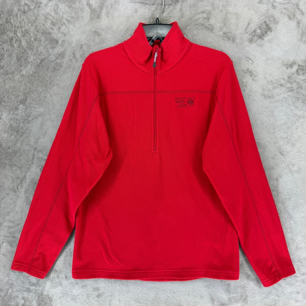 Mountain Hardwear Fleece Pullover Mens Large Red OM5779 1/4 Zip Mock Neck Jacket